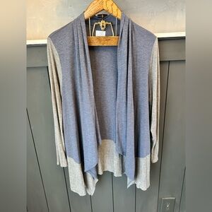 Sunday by DB Open front Drape Cardigan in Light Gray Blue size 1X